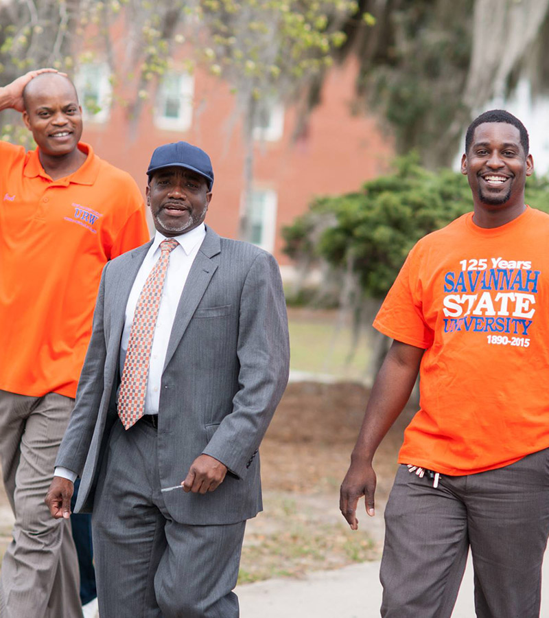 Savannah State University employees during campus fitness walk.